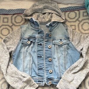Cat & Jack Light Blue Denim Jacket with Gray Sleeves
